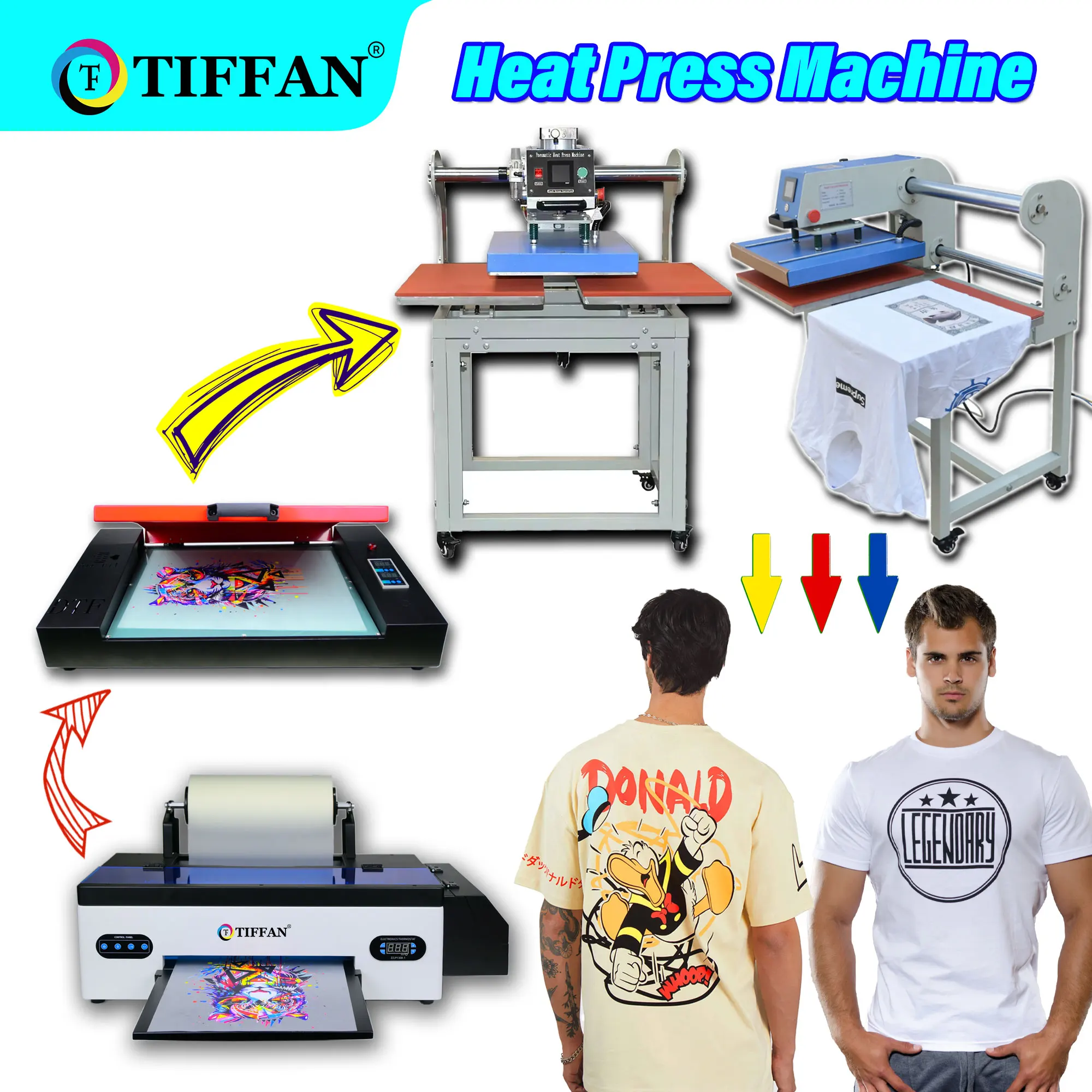 TIFFAN Slider way bottom platen hydraulic pillow fabric rhinestone/crystal 60x80cm heat transfer machine large format