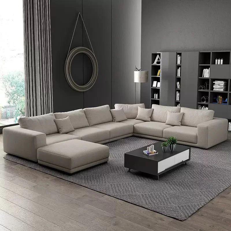 Italian Design Home Furniture Sofa Set High Quality Velvet Fabric Big U Shape Sofa Set for Living Room