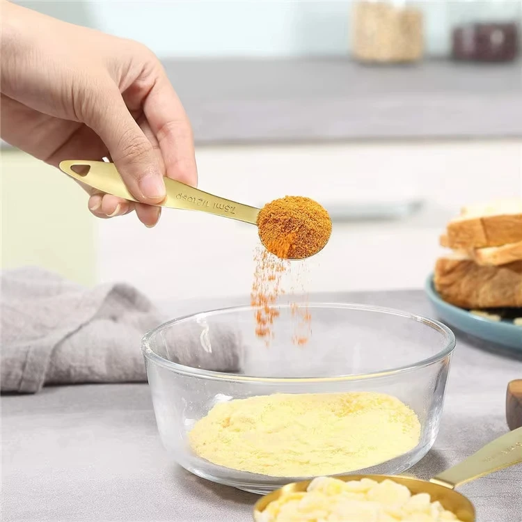 ANJUKE Premium Quality Accurate Measurement Engraved Markings Durable Stainless Steel Gold Measuring Cups Spoons Set