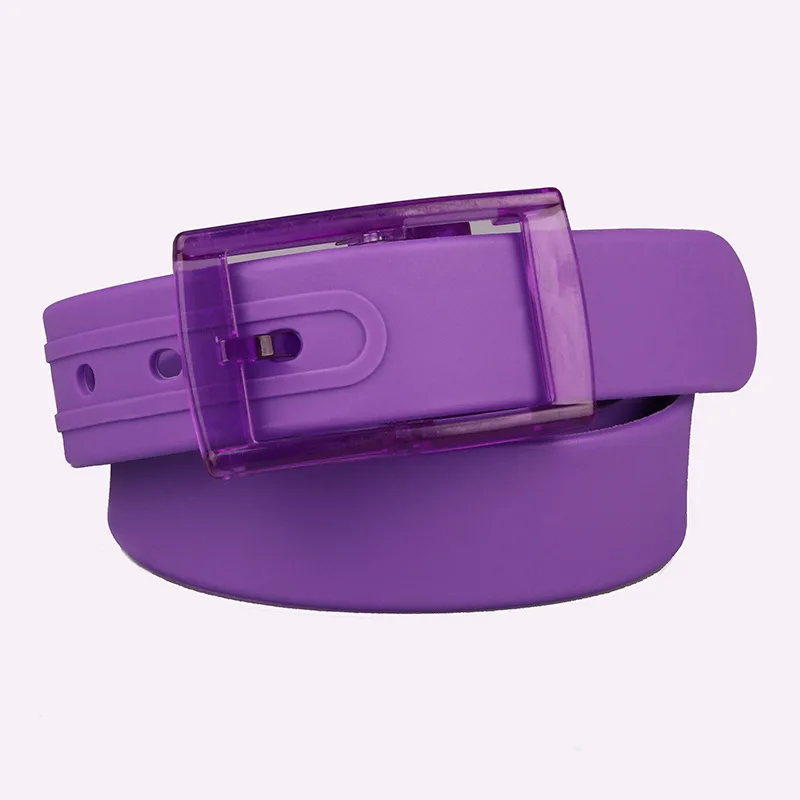 Yaosheng High Quality Solid Color Silicone Leather Belt  Unisex Cheap Plastic Buckle Candy Color Belt Metal-free Perfume Belt