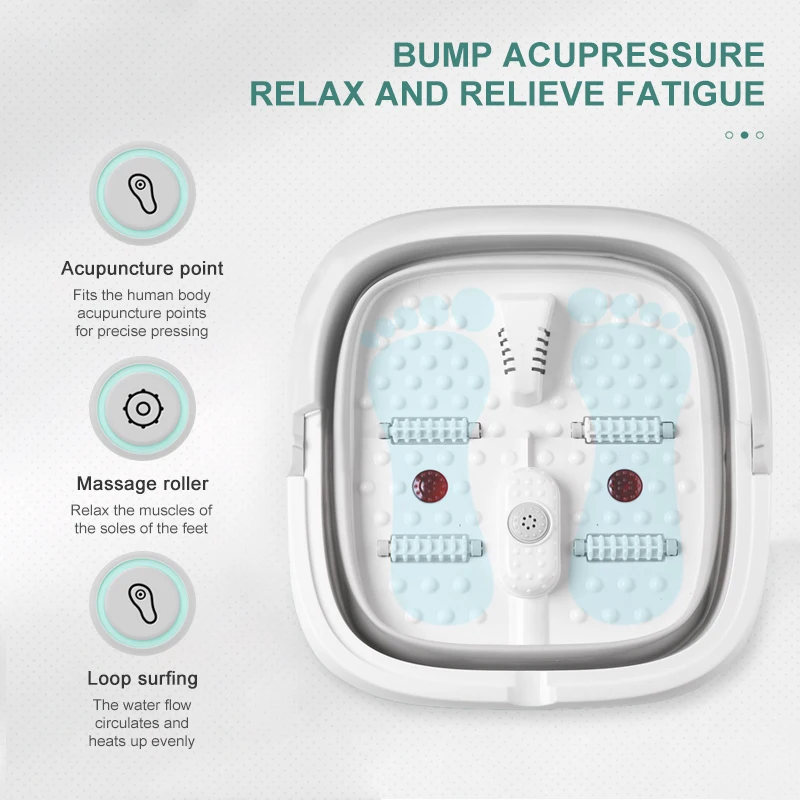 Home Use Electric pedicure machine bath foot basin massager with bubble Folding foot bath tub heating constant infrared