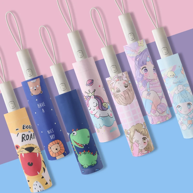 parasol automatic children kids Umbrella uv protective promotional 3 Fold Umbrellas for rain customized umbrella with logo