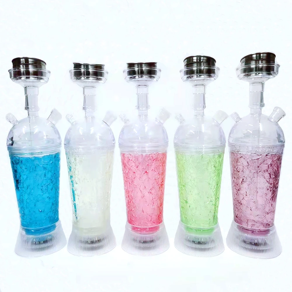 Ice 2021 Hintcan Wholesale Cheap Custom arcylc Plastic Hookah Portable Hookah Cup Shisha Travel LED Light Car Shisha