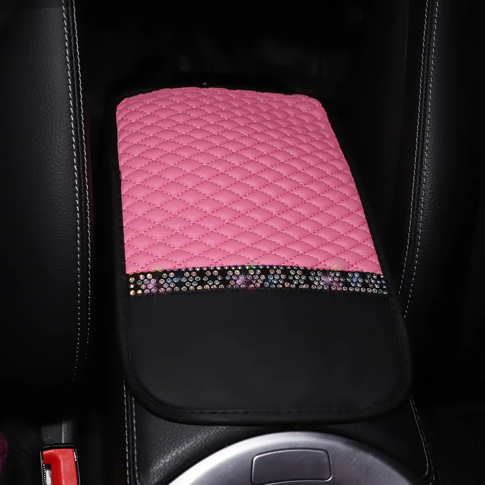 3D Central Armrest Case Snowflake PU Leather Opp Bag OEM Car Storage Box Front Inlaid Diamond Breathable and Fashionable New