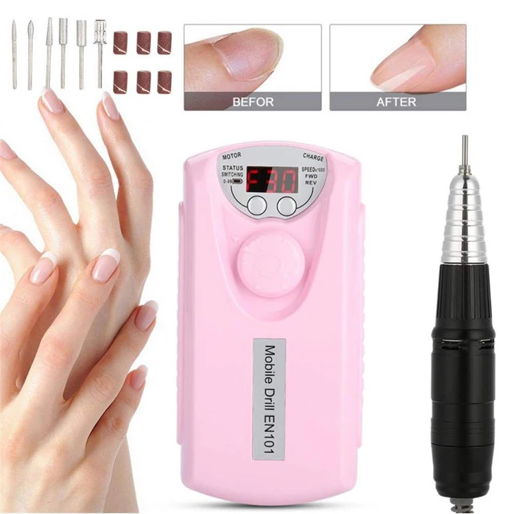 Rechargeable 2200mAh 30000 RPM rechargeable Electric Pedicure Manicure Nail Drill Nail File Polishing Pen with 6 drill bits