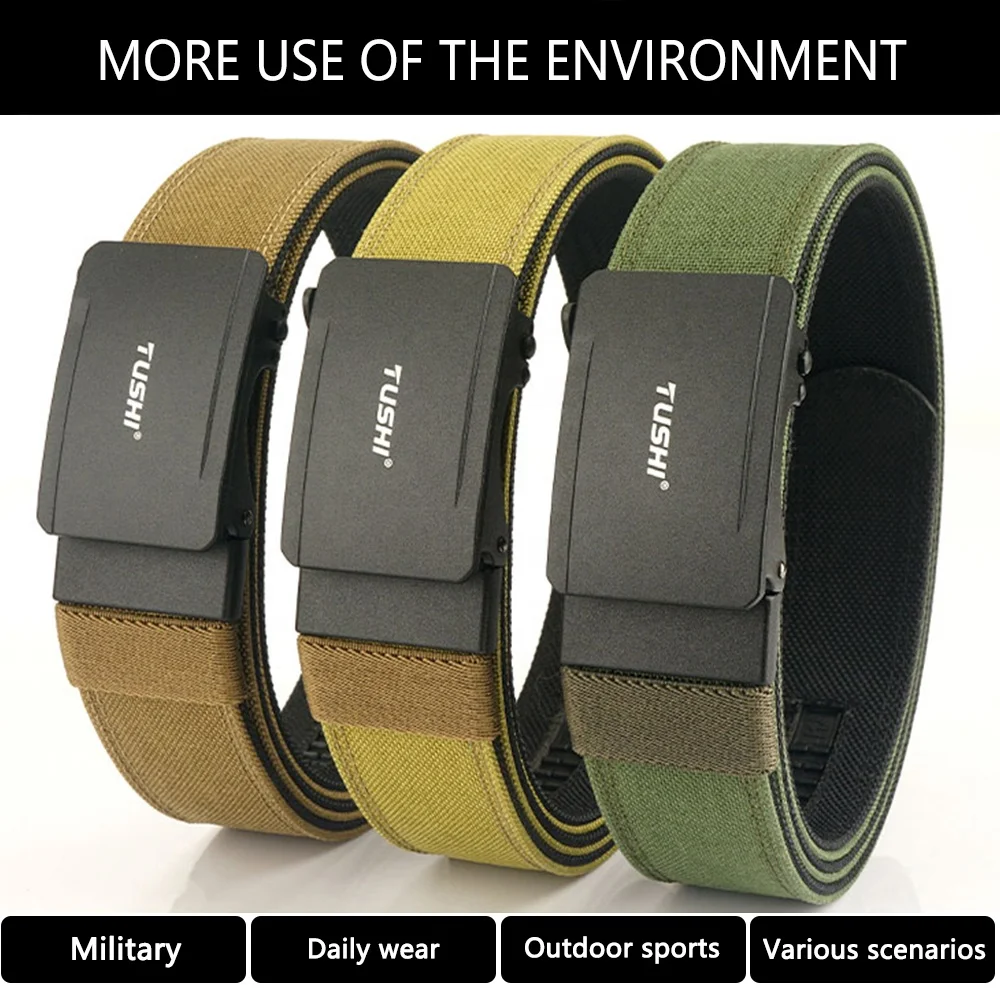 Custom No Holes Hunting Hiking Outdoor Tactical Belt Automatic Alloy Buckle New Design KORE Tactical Belts Nylon Strap Wholesale