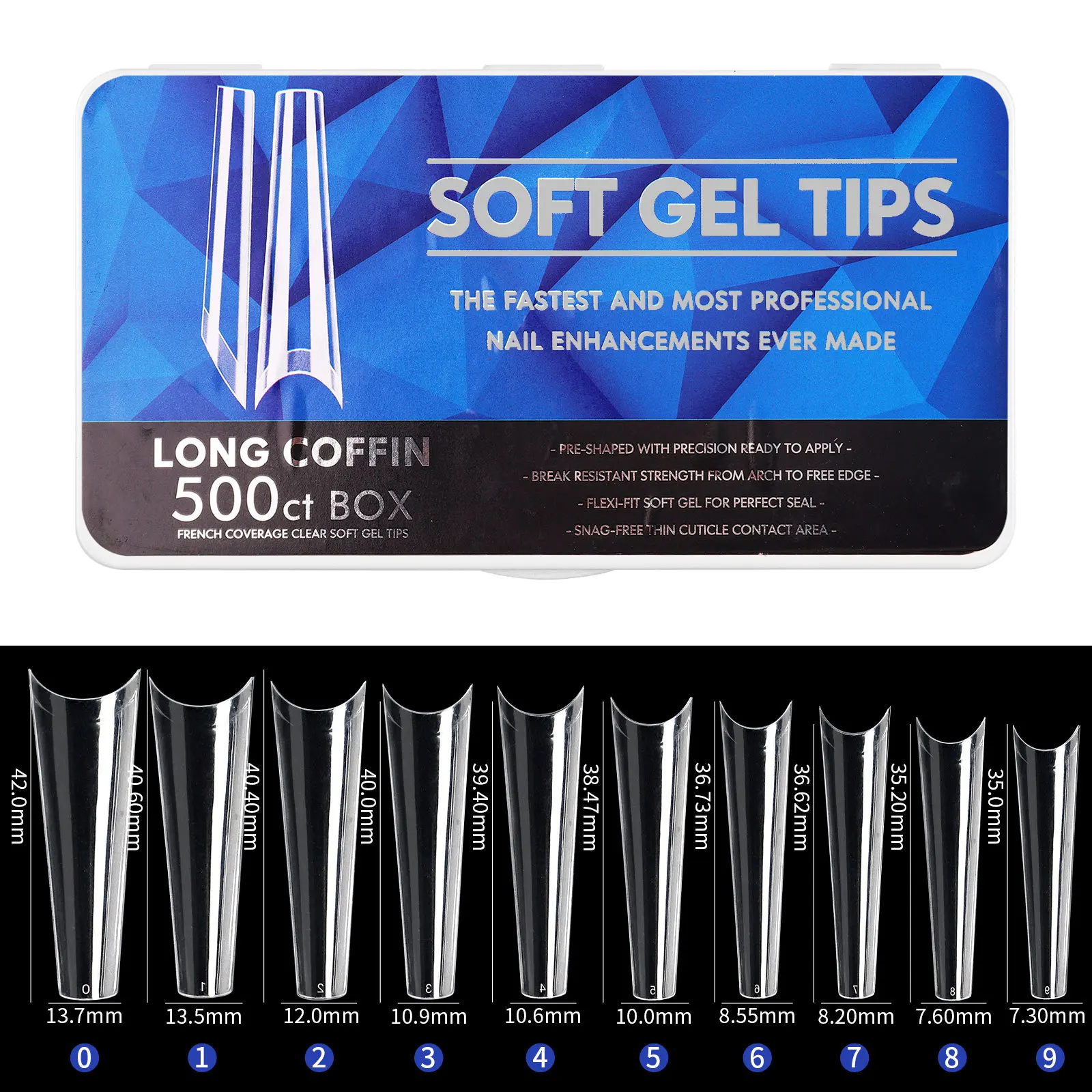 Hot Box nail tips ultra-thin seamless frosted long water drops almond carving free grinding artificial false nails