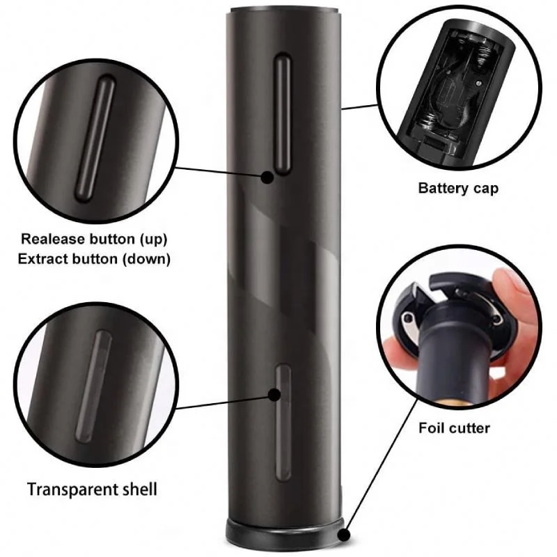 Hot Selling Automatic Wine Corkscrew One Touch Button Reusable Electric Opener Battery Operated Bottle Openers With Foil Cutter