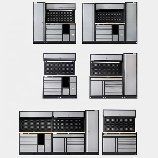 Professional garage workbench and combined tool cabinets