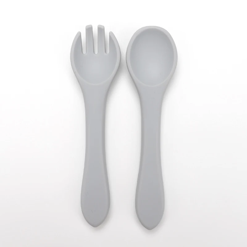 JWX Modern Design BPA-Free Foodgrade Silicone Baby Feeding Set with Spill-Proof Suction Spoon Bowl for Kids Eating Training