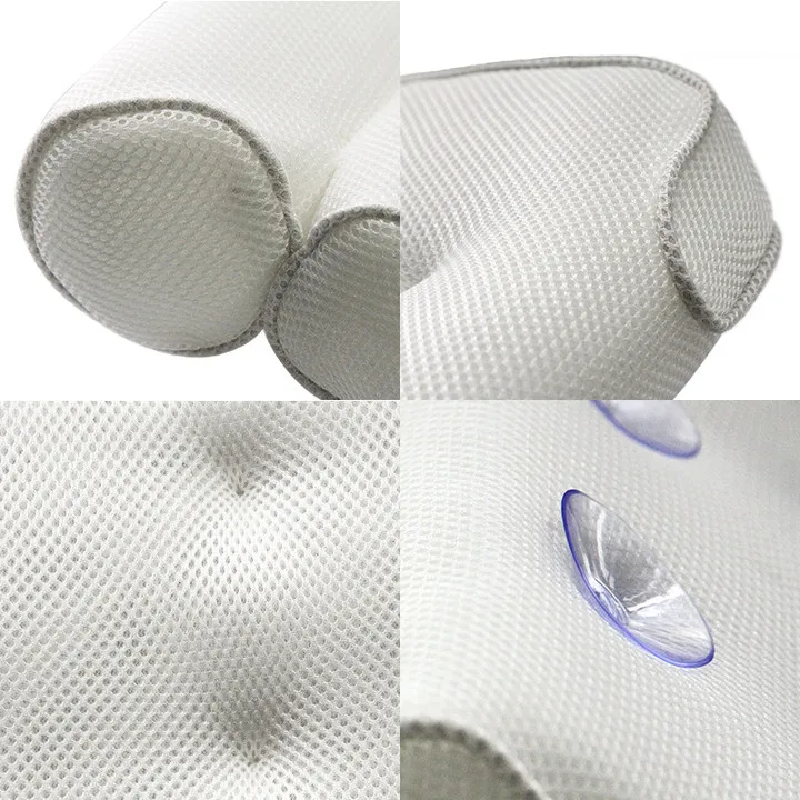 Wholesale Non-slip Bath Pillow, 3 D Mesh SPA Bath Pillow Luxury Bathtub Pillow Bag White, Neck Support Bath Cushion