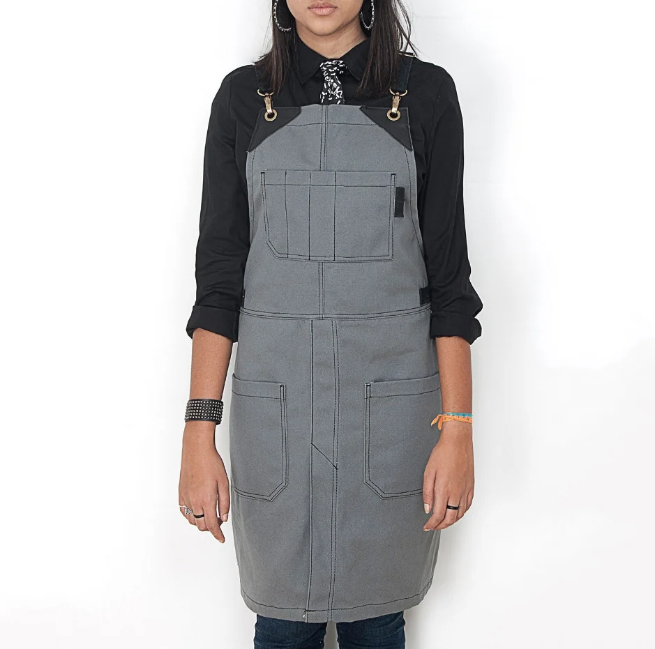 Canvas thickened printing logo printing cafe waiter overalls waist oil-proof and stain-resistant stitching apron