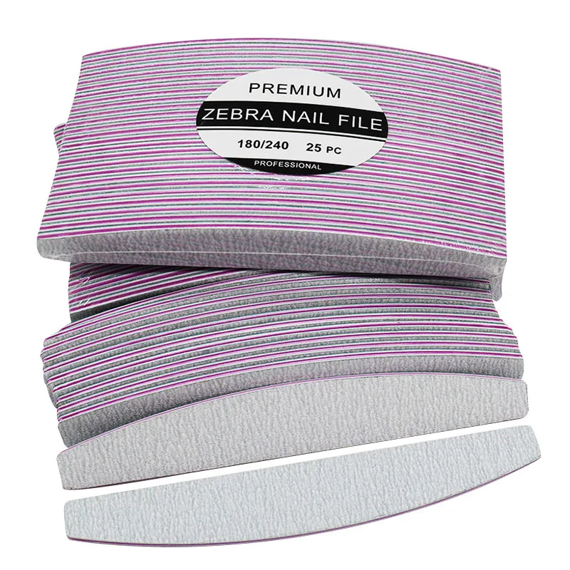 High Quality Zebra Half Moon 100/180 100/100 80/80 Professional Files Nail File
