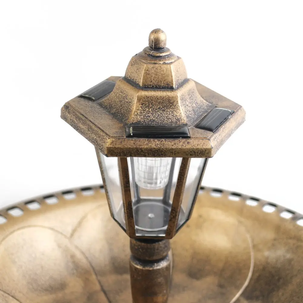 Garden Solar Antique Copper Weather Resistant Pedestal Birdbaths Outdoor Water Fountain and Bird Bath with Solar Light