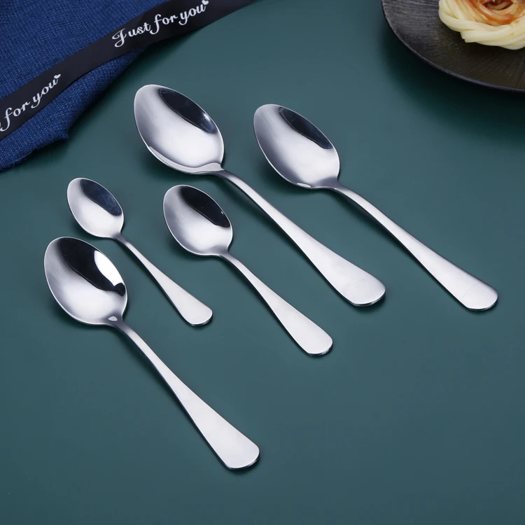 12.4cm Coffee Spoon Stainless steel Dessert Cutlery Mini Metal Cake Flatware Spoon Stainless Steel Silver Stirring Tea Spoon Set