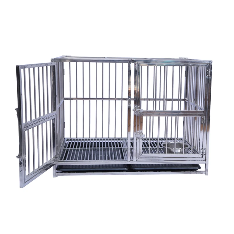 2 Door Metal Wire Heavy Duty Stainless Steel Pet Cages Animal Cages Dogs