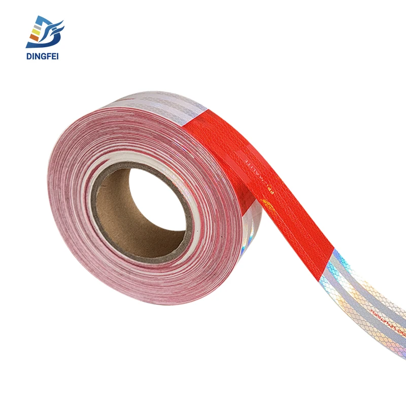 Custom Logo Car Reflective Stripes Red White DOT-C2 Trucks Outdoor Reflective Car Reflector Warning Stickers Radium Tape Roll