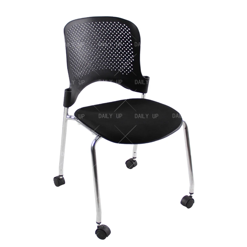 Lightweight Modern Restaurant Chair with Casters Metal Bar Chair Office Reception Chinese Furniture Import