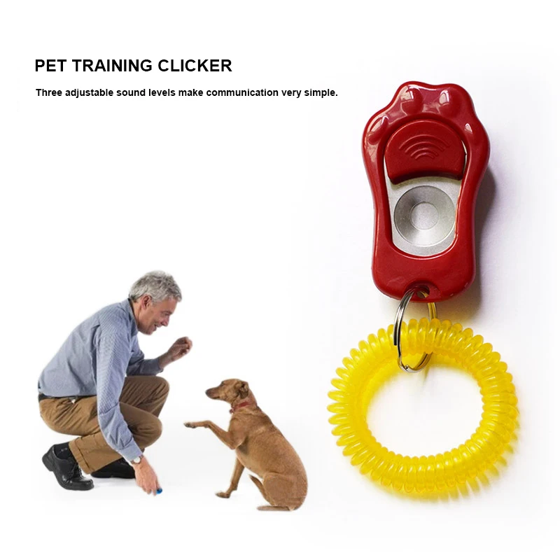 Pet Training Clicker Manual Wrist Strap Ring Clicker Press Training Stop Barking Training Whistle Round Dog Clicker