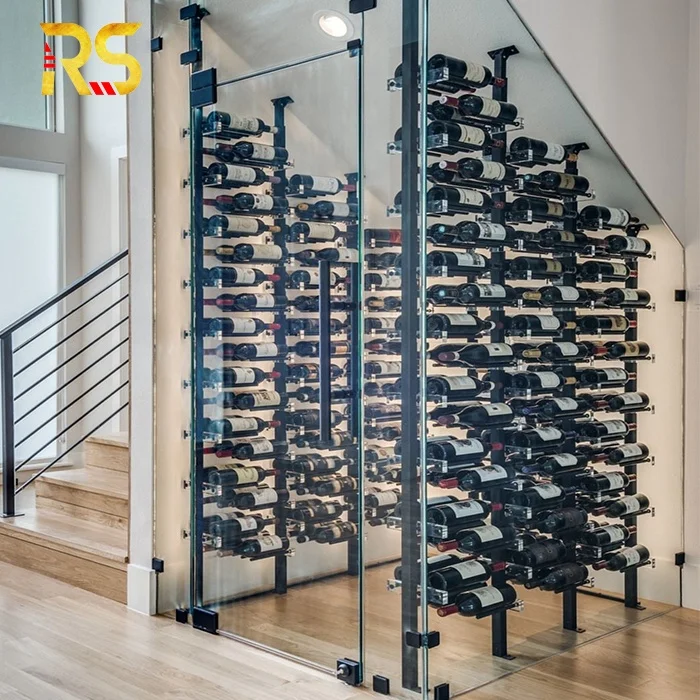 Foshan Wine Peg Bottles floor to ceiling Wine Rack modern display wine cabinet for living room