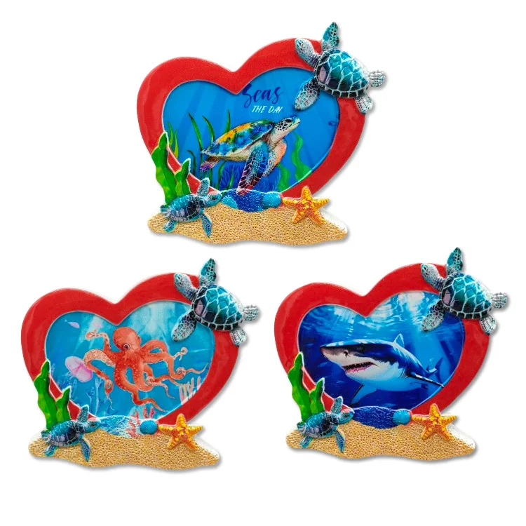 Custom resin beach underwater world ocean park souvenir coral reef turtle fridge magnet