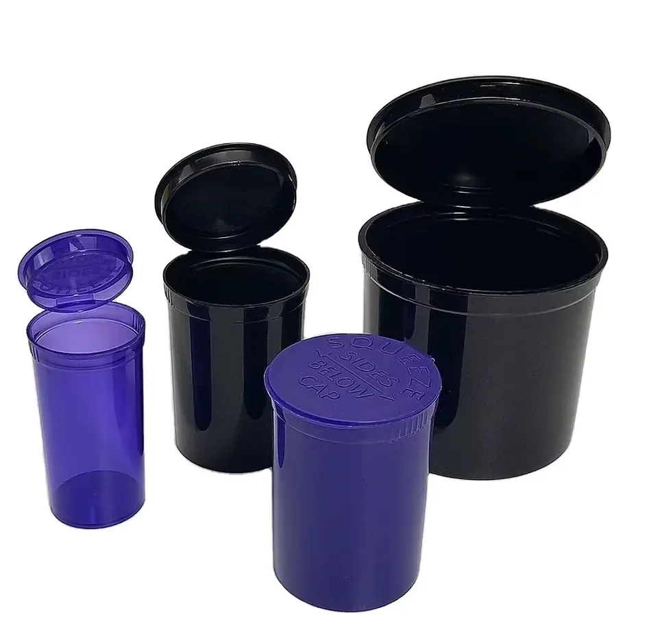 Wholesale 90dr Rx Medical Hinged Lid Vial Plastic Pop Top Bottles for Pharmacy Pop Top Container