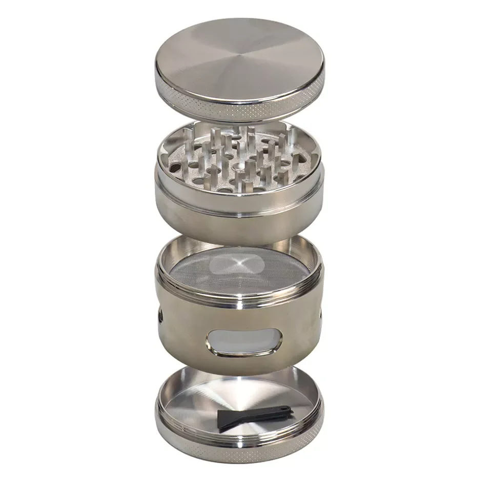 Wholesale Metal Zinc Alloy 40mm 50mm 55mm 63mm 4 Layers portable herb grinder custom color herbal grinder sample