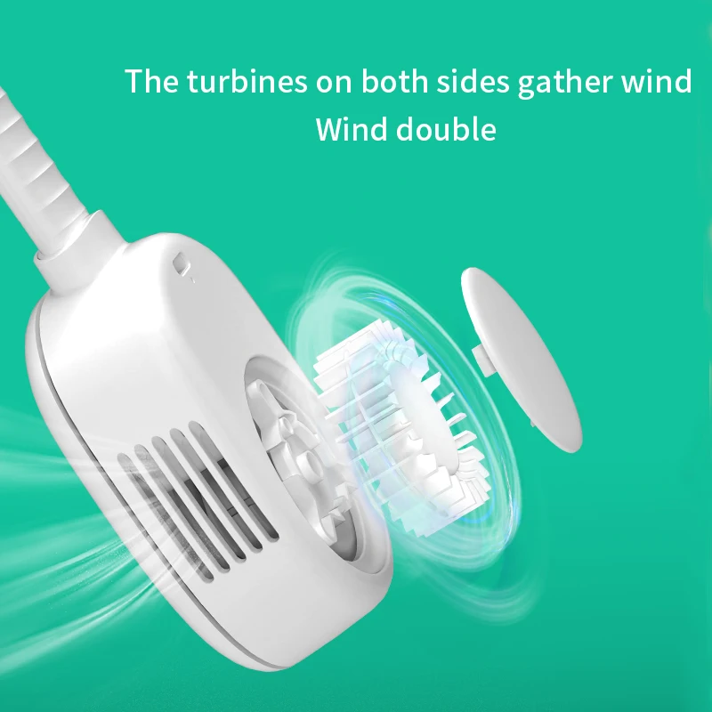 new ABS 3 wind speed Type-C folding   battery hands free portable  bladeless wearable refrigerator  neck hung fan