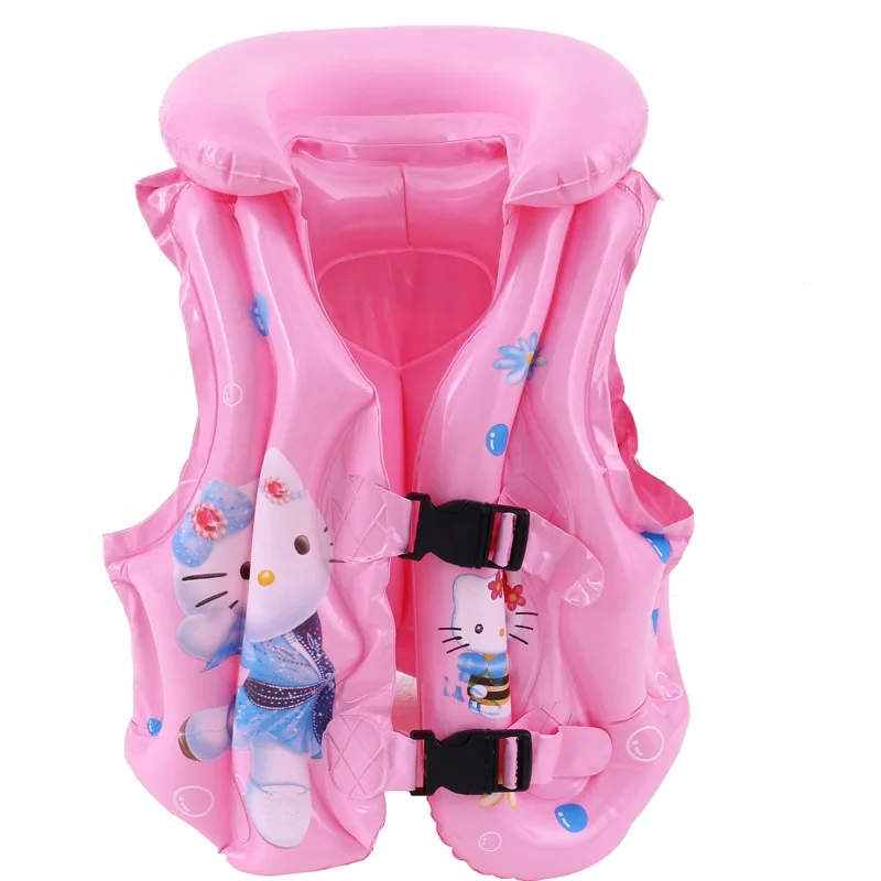 Comfortable inflatable pvc kid life vest with cute cartoon printing life jacket