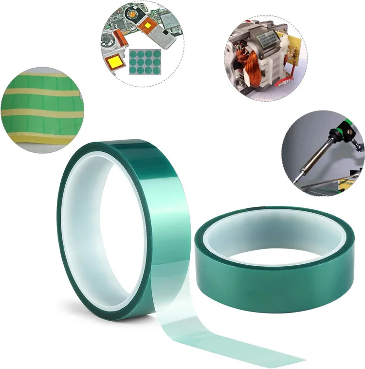 High Quality 10mm Polyester PET Tape Green Pressure Sensitive Adhesive Powder Coating Masking Tape For Painting