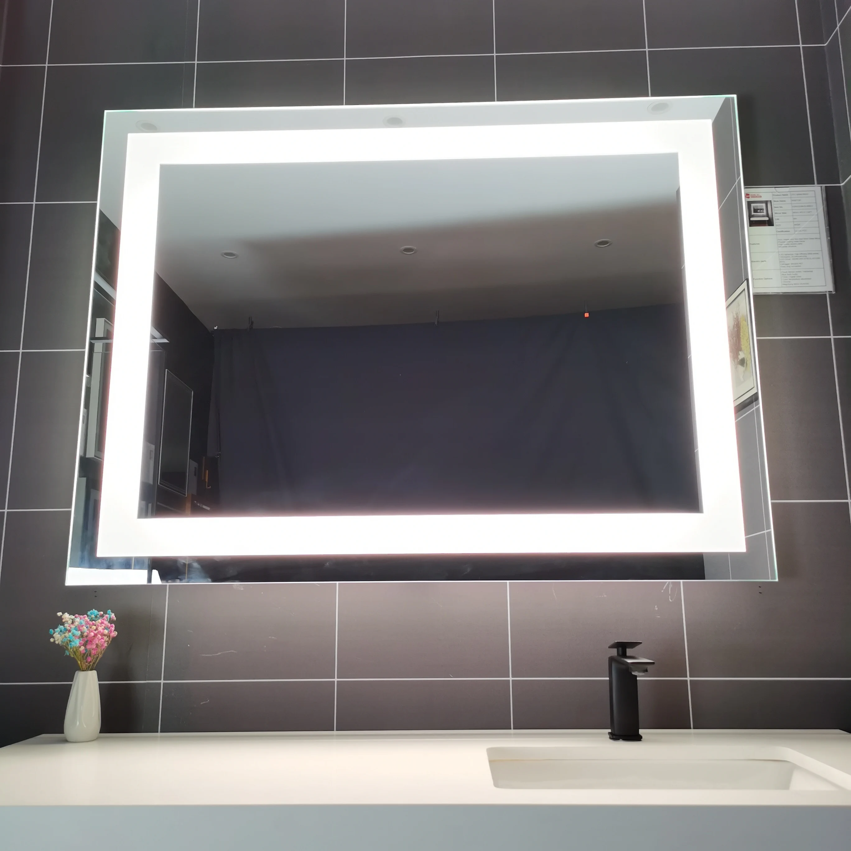 Factory wholesale 5star hotel use touch switch defogger CCT 3000k-6000k light luxury bathroom mirrors with led light