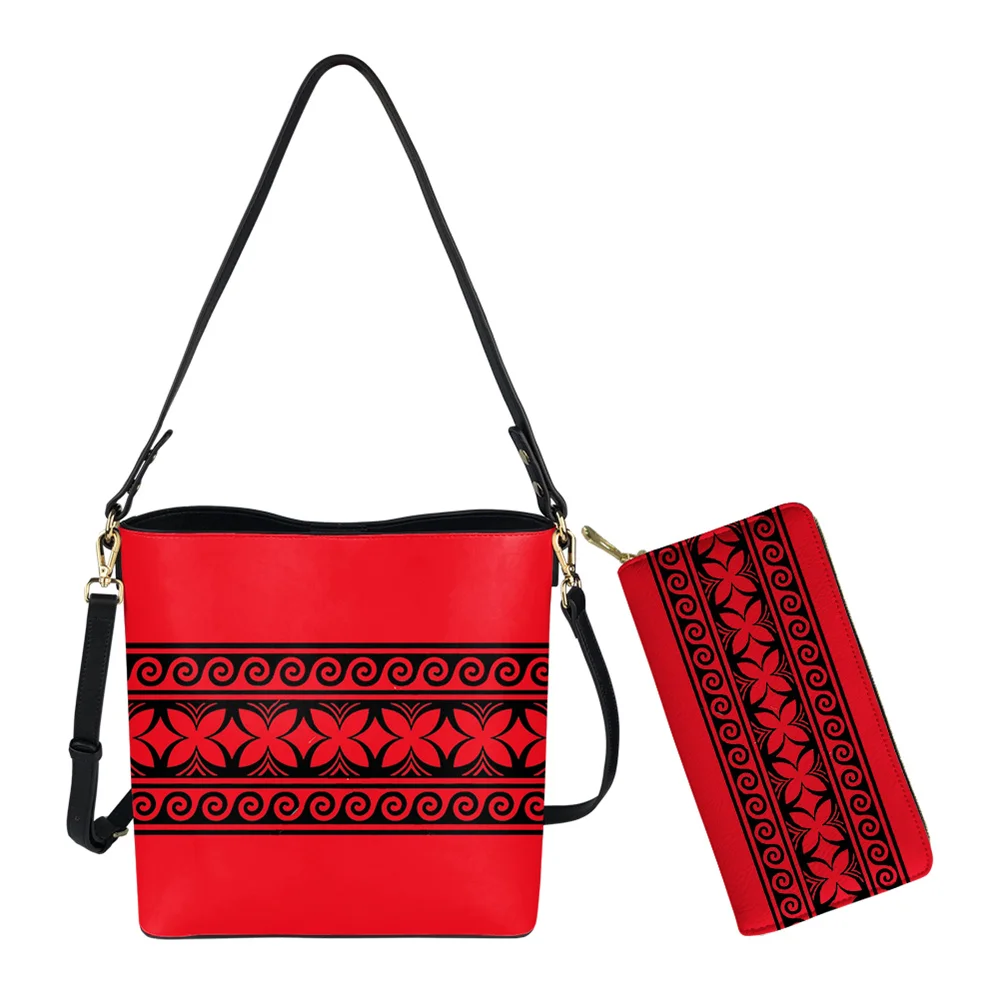 Crossbody Bag Women Summer 2022 Polynesian Tonga Leather Handbags for Ladies Luxury Shoulder Purse 2pcs Factory Wholesale Price