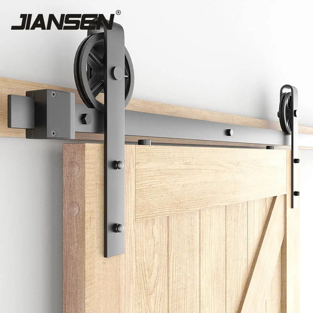 Customizable 5ft/1.52m Modern Style Sliding Barn Door Kit Carbon Steel Rust-Resistant Barn Door Hardware Kit