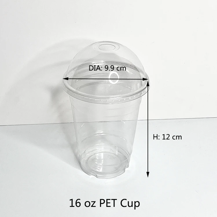 Custom Logo PP Printed Reusable 16 OZ Disposable Plastic Cup Clear Plastic Smoothie Cups With Lids For Wholesale