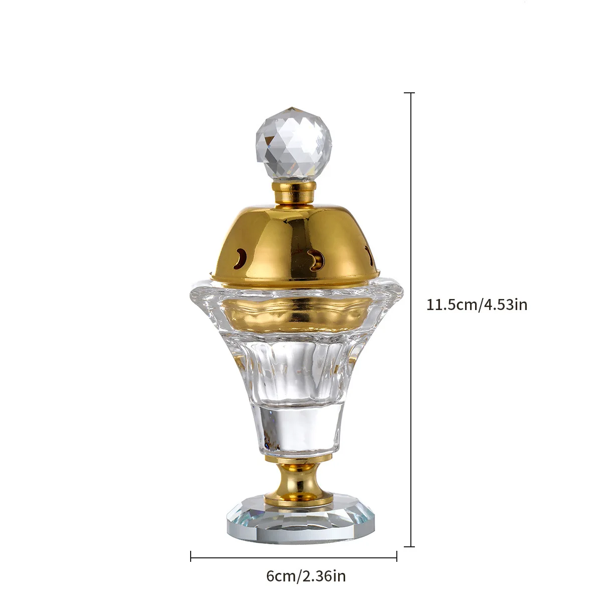Metal Incense Burner Arabic Mubkhar Office Gift Censer Crystal Oud Bakhoor Jar Glass Burner Luxury Arabic Incense Burner