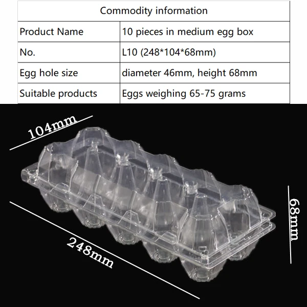 High Quality 10 Packs Clear Plastic Disposable Egg Tray,Blister Packaging Egg
