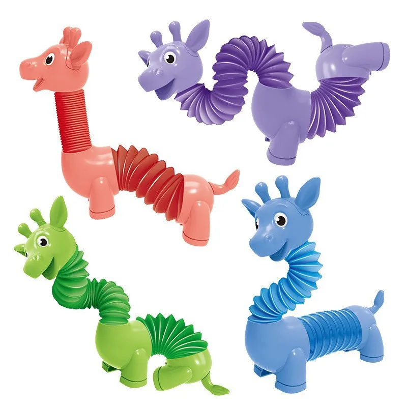 Pop tubes animal fidget toys Dinosaur Dog giraffe dolphin shark crocodile newest stretch pipe fidget pop tube toy for kids