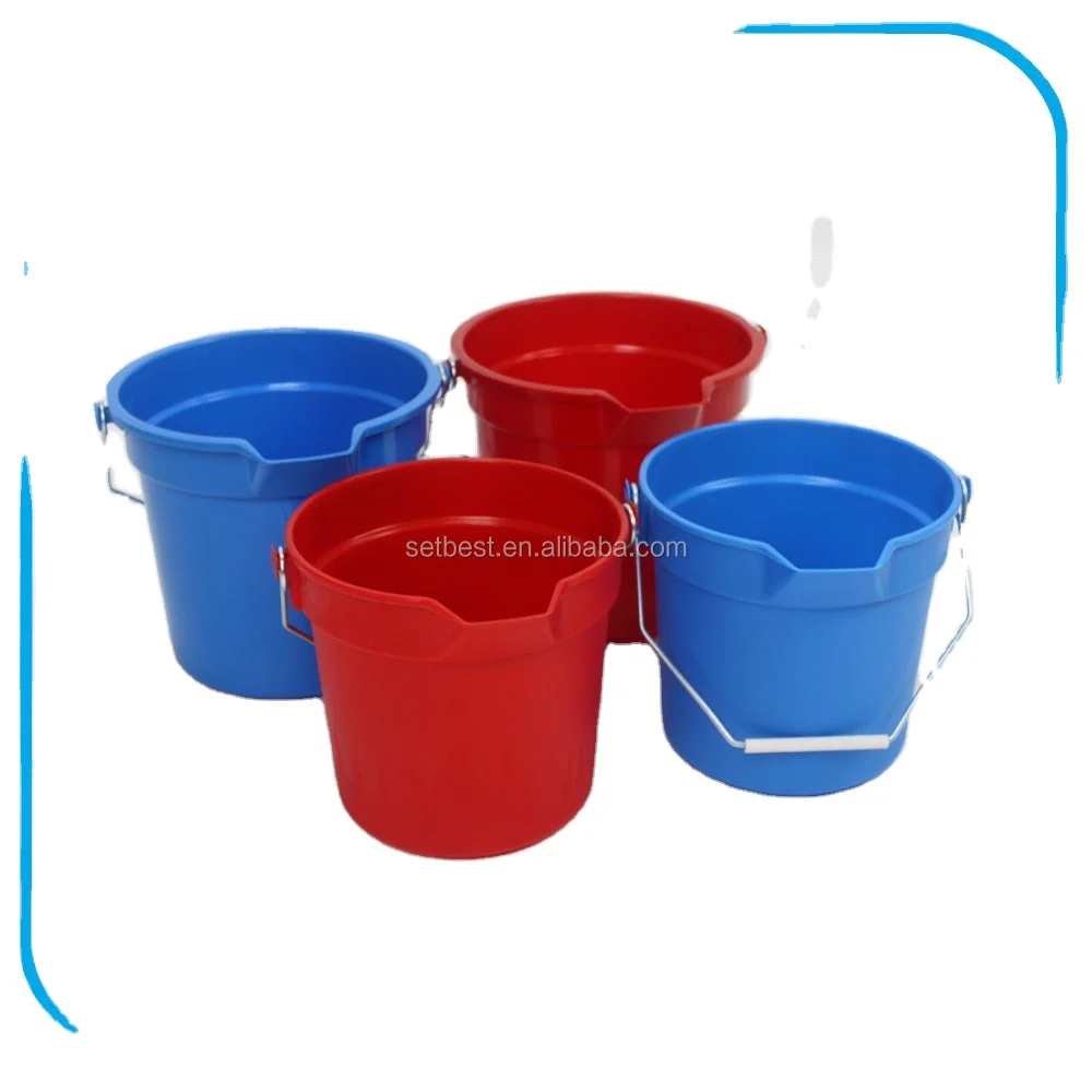 10Qt 14Qt Heavy-duty Pail Plastic Cleaning Bucket embossed graduations quarts and liters 09301 & 09302