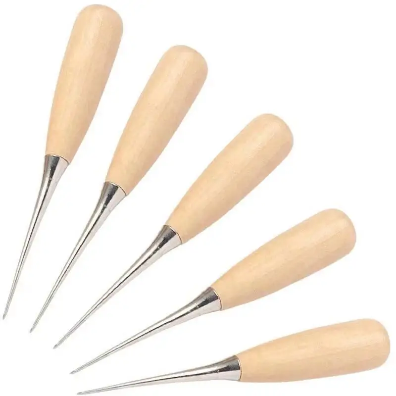 Wholesale DIY Grade Handmade Leather Tools with Wood Handle Convenient Awl for Leather Accessories