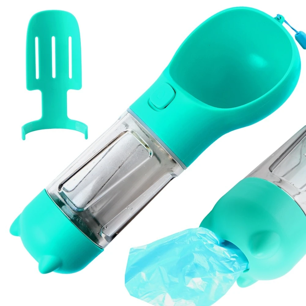 Pet Portable 3 In 1 Pet Water Bottle Plastic Silicone Feeding Travel Portable Pet Dog Cat Water Bottle Feeder