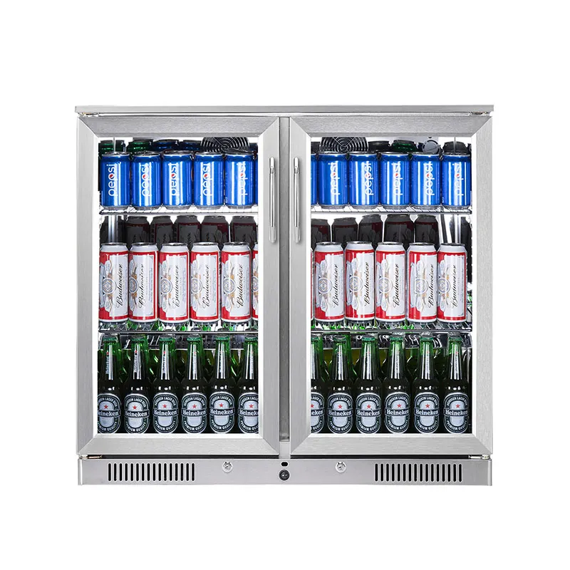 Оптовая продажа SC-228YF черный стеклянный дверной дисплей для безалкогольных напитков холодильник коммерческого пива под стойкой барная морозильная камера