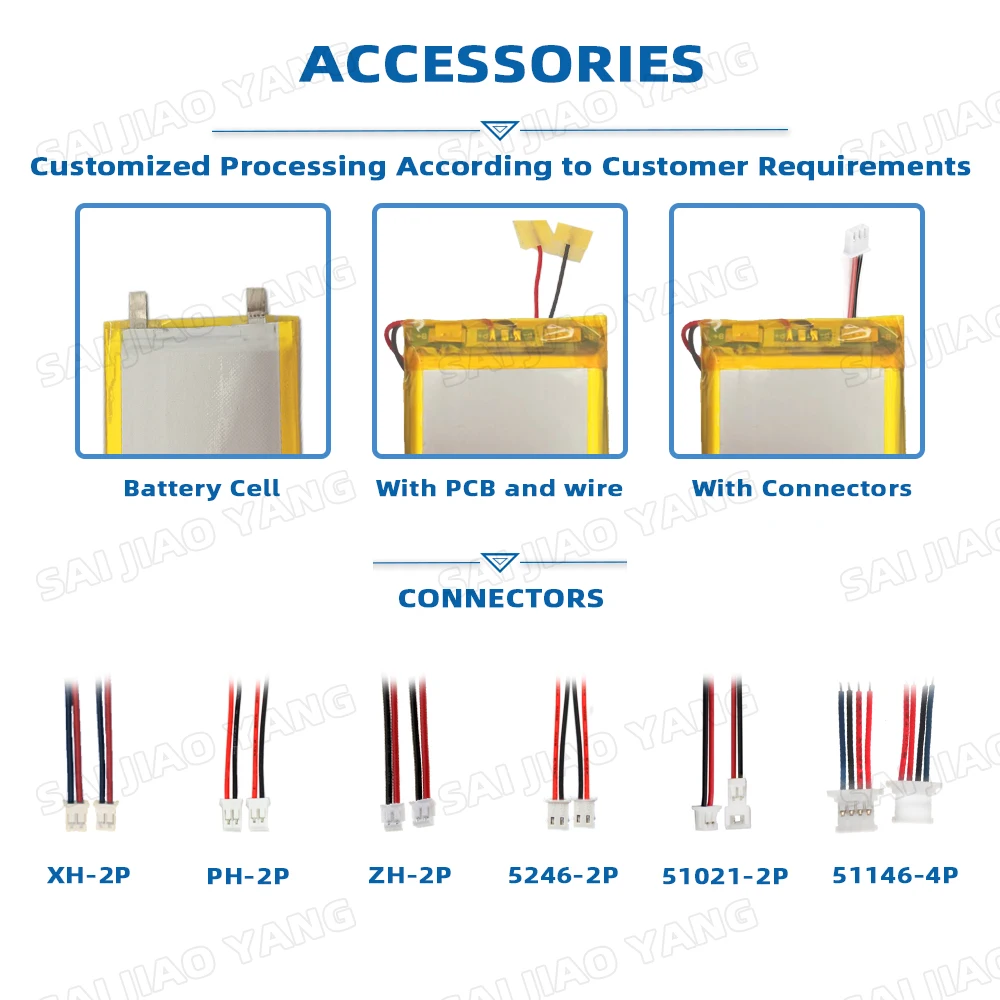 SJY Custom 852934 3.7v 800mah 3.7 3.8 7.4 v lithium polymer battery