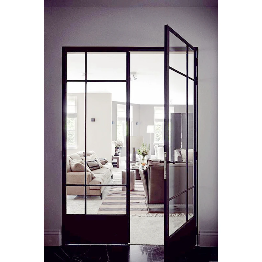 aluminum black 9 lite 9 foot glass french doors to office