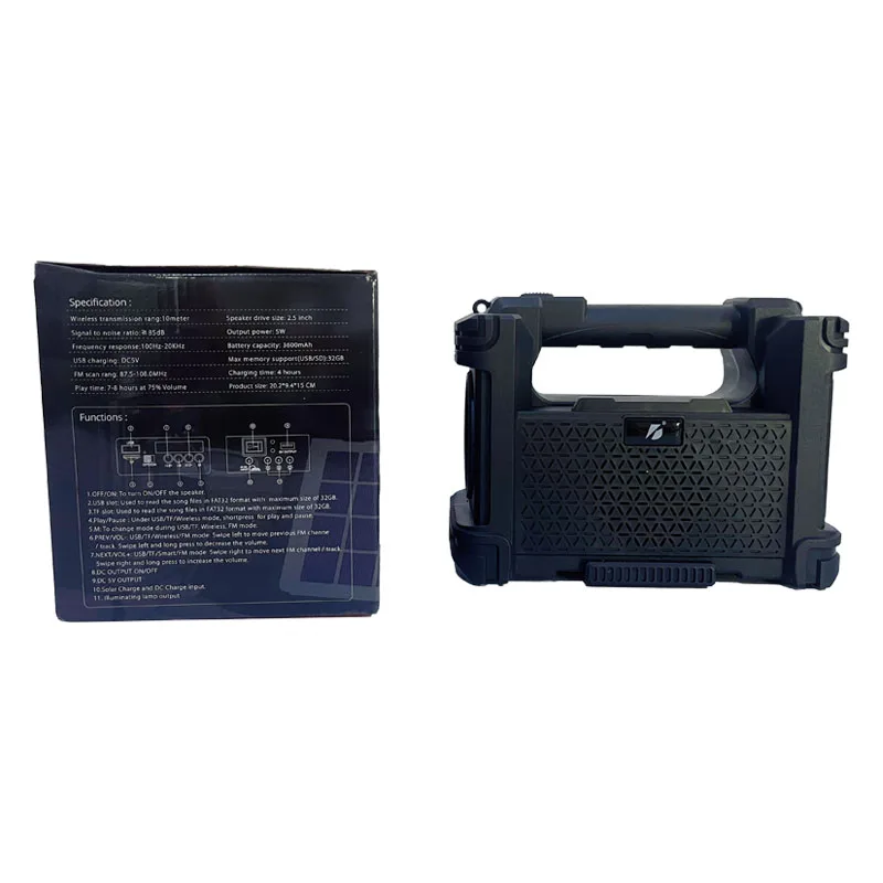 Fm Am Sw 8 Band Receiver Solar Powered Generator Charging Professional Radio Emergency Light with Solar Panel Speaker Lights