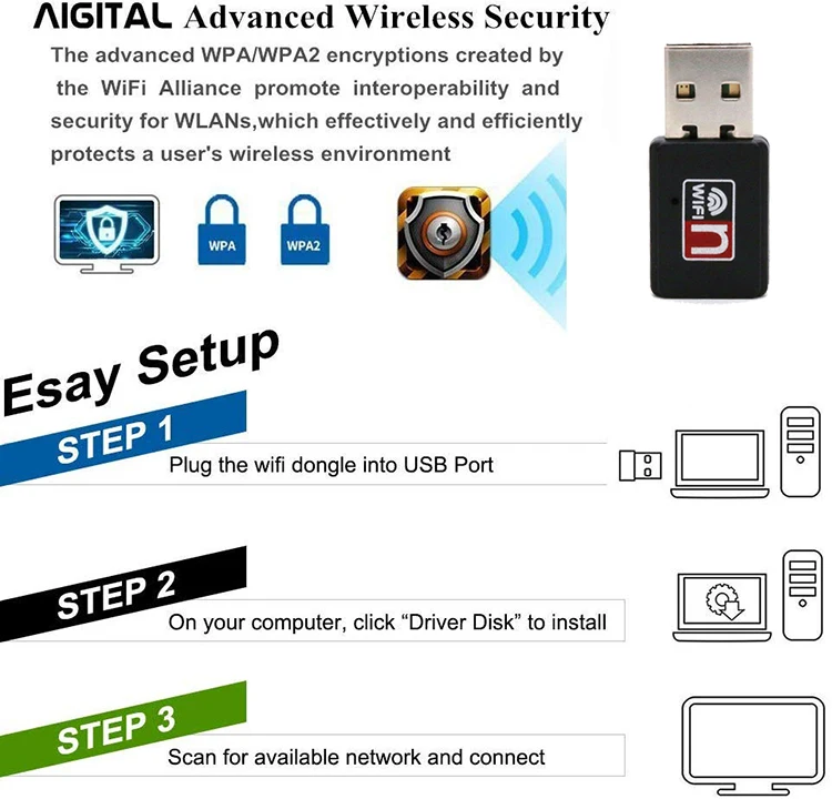  150 Мбит/с USB WiFi MTK 7601 адаптер