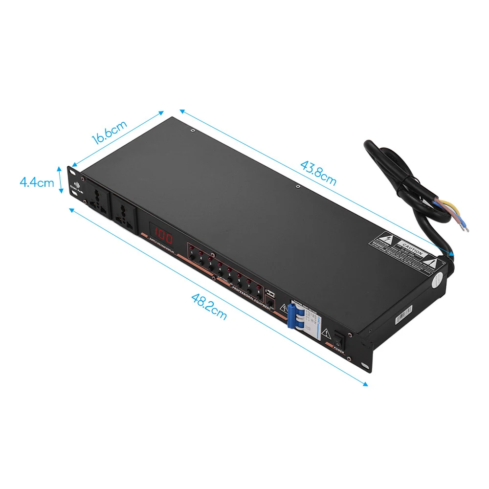 GAX-DB03 Professional 10-outlet power sequencer controller Conditioner Surge Protector Power Supply Regulator LED Display