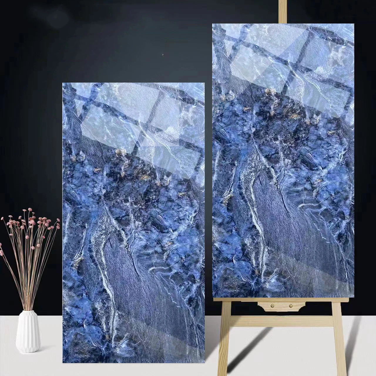 600*1200mm Latest Design Dark Color Marble Decorative Glossy Floor tile for house