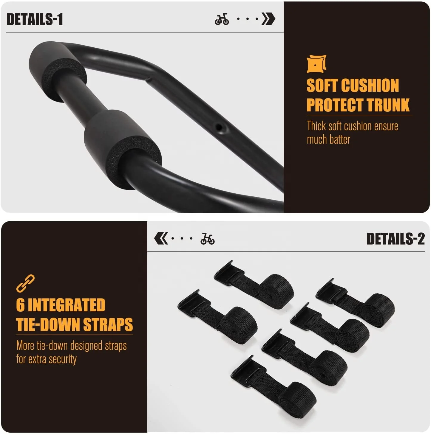 U Style Bicycle Car Carrier Rack Steel Rear Mounted Bike Carrying Rack For 3 Bicycles Rack