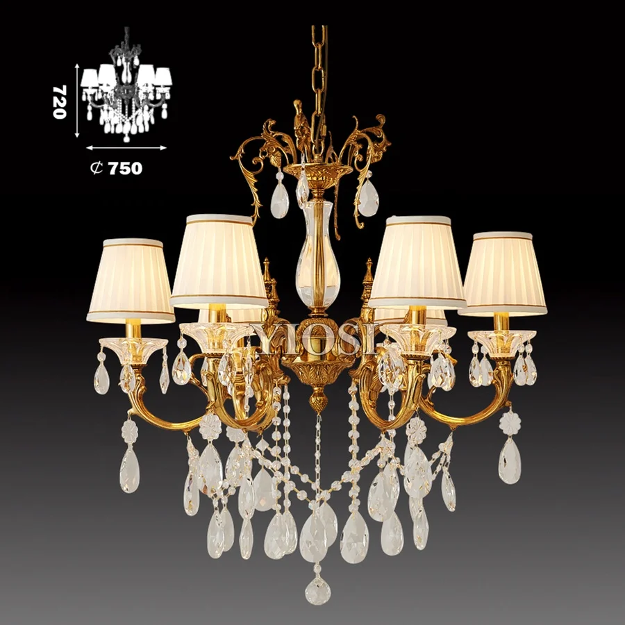 Middle east 6 light french style brass with chandelier brass chandelier with fabric shades