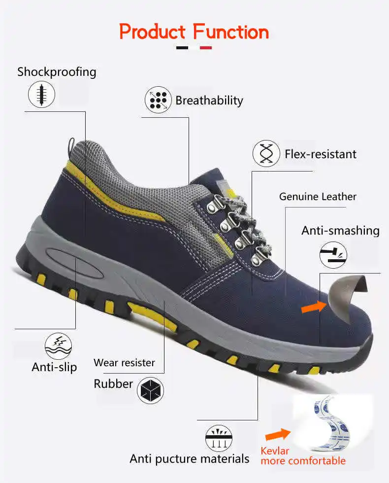 JIEJU Sparkproof Mens Safety Shoes Work Trainers Bs Safety Shoes Light Weight For Men Industry Work Wear Shoe